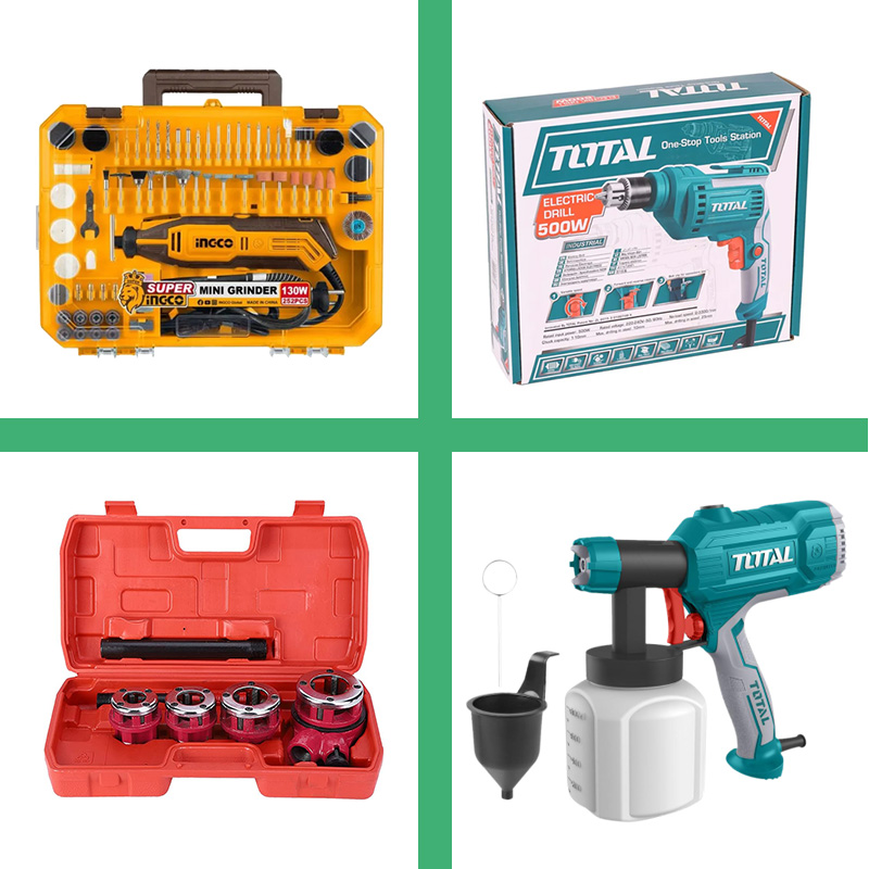 Grinder,Ratchet Die Stock, Drill And Paint Spray Gun